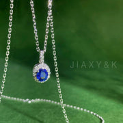 Natural Sri Lanka Sapphire Diamond Necklace D0.59ct d0.18ct. 18K